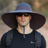 ผู้ชาย Super Wide Brim Sun หมวกกันน้ำ Sun Protection หมวกชาวประมงสำหรับเดินป่ากลางแจ้ง Camping