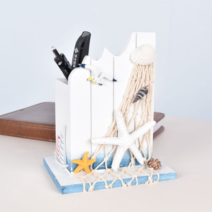 mediterranean-seabird-sailing-pen-holder-home-decoration-ornaments-solid-wood-handmade-storage-pen-holder-pencil-holder