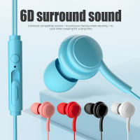 Wired Control Headphones With Microphone Candy Color Stereo In-ear Earbuds Headset Compatible For Iphone Android