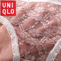 Uniqlo 3 PCS lace underwear female hollow out net cloth embroidered low waist hot ladies underwear appeal