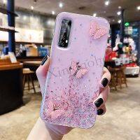 Cetlt หุ่นผู้หญิง☢เคสโทรศัพท์ Realme Narzo 30 4G เคสใสนิ่มลายผีเสื้อกลิตเตอร์ Realme Narzo30