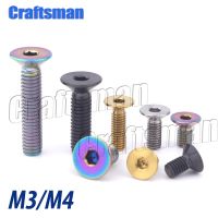 Titanium Ti M3x 6 8 10 15 mm M4X 8 10 15 20 mm Countersunk Hexagon Socket Head Ti Screw Bolts for Bicycle Bike dropshipping 1pcs