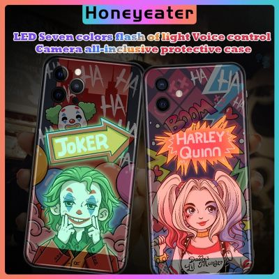~ 【Honeyeater】【ฟรีของขวัญ】เคสโทรศัพท์มือถือคู่รัก ป้องกันกล้อง เต็มเครื่อง มีไฟแฟลช LED สําหรับ iPhone 13 12 11 Pro Max 7 8 Plus