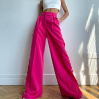 High Waist Pants for Women Casual LOOSE Wide Leg Pant Solid Fashion 2022 Spring and Summer Vintage Full Length Suit Pants