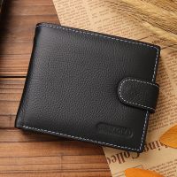 100 Genuine Leather Mens Wallet Premium Product Real Cowhide Wallets for Man Short Black Walet Portefeuille Homme Short Purses