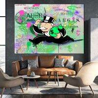 Street Graffiti Art Posters - Alec Monopoly Millionaire Money Canvas Wall Painting - Living Room Home Decor-งานศิลปะยอดนิยม