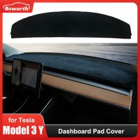 Top Flannel Dashboard Cover Pad For Tesla Model 3 Y Sunshade Protector Anti-UV Dash Mat Sun-Shading Non-Slip Car Essories