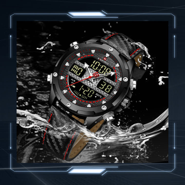 naviforce-นาฬิกาผู้ชายแฟชั่น-dual-time-กีฬาชายนาฬิกาสายหนัง-relogio-masculino-3atm-นาฬิกาข้อมือควอตซ์กันน้ำ