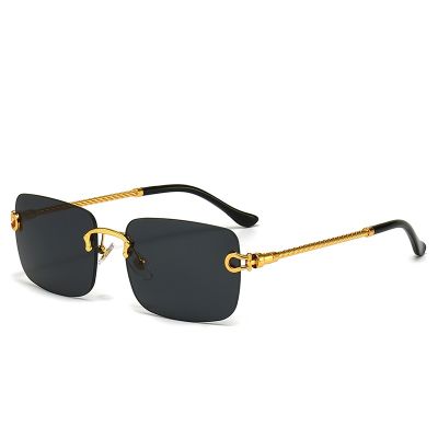 New Luxury Designer Sunglasses Fashion Square Cut Brand Men 39;s Women 39;s Metal Twist Leg Sunglasses Rimless UV400 Sunglasses