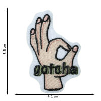 JPatch - (Gotcha OK) สัญลักษณ์มือ การเกลียดชัง การตอบรับ โอเค มือ นิ้ว ตัวรีดติดเสื้อ อาร์มรีด อาร์มปัก มีกาวในตัว การ์ตูนสุดน่ารัก งาน DIY Embroidered Iron/Sew on Patches