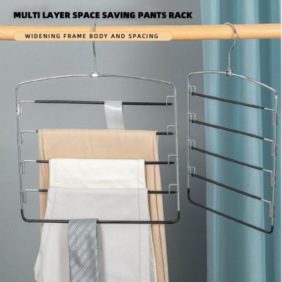 Multi-Layer Swing Arm Pants Rack Stainless Steel Space Saver Hangers Closet Storage Organizer for Jeans Trouser Tie Slack Clothe Clothes Hangers Pegs