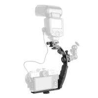 กล้อง L cket Mount Video Grip L-cket Dual Flash Cold Shoe Mount 14นิ้วสกรูขาตั้งกล้อง,Heavy Duty Padded Hand Grip Dslr