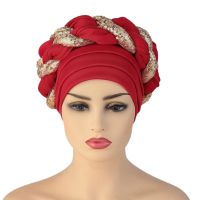 Islamic Prayer Turban, Sequined Braided Muslim Beanie Caps Chemo Cancer Hair Cover for Women, 11 Colors