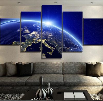 5ชิ้นศิลปะบนผนัง Paintes โลกนอกอวกาศบนผ้าใบรูปภาพตกแต่งสมัยใหม่สำหรับ0717 5F บ้าน