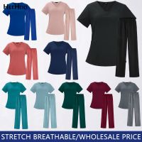 Women Uniform Set Short Sleeve Beauty Uniform V-neck Scrubs Fashion Spa Uniform Set Health Workers Working Scrub Medical Suit