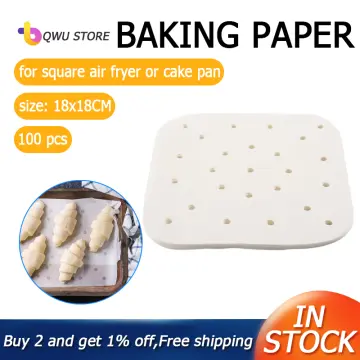 Unbleached Air Fryer Parchment Paper, 100 PCS Perforated Square