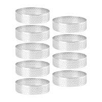 9 Pack Round Tart Ring, Mousse Rings, Stainless Steel Heat-Resistant Perforated Mousse Rings, Metal Round Ring Mold