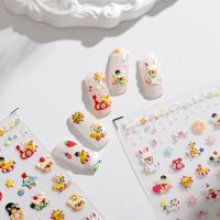 【lz】✶  Etiqueta do urso dos desenhos animados para o prego de volta cola unhas arte decoração adesivos bonito manicure transferência folha decalques