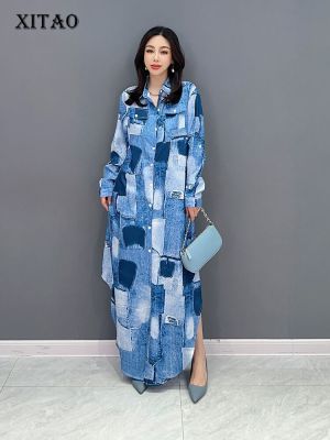 XITAO Dress  Casual Print Shirt Dress