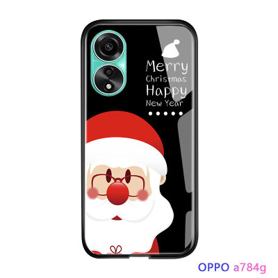 GGK ของตกแต่งเคสโทรศัพท์มือถือคริสต์มาสสำหรับ A78 OPPO 4G กระจกเทมเปอร์เพนกวินมูสเคสป้องกันฝาครอบด้านหลังกันกระแทก