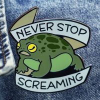 "Never Stop Screaming" - Toad Rain Frog Brooch Metal Enamel Lapel Badge Denim Jacket Backpack Pin Children Fashion Jewelry Gifts