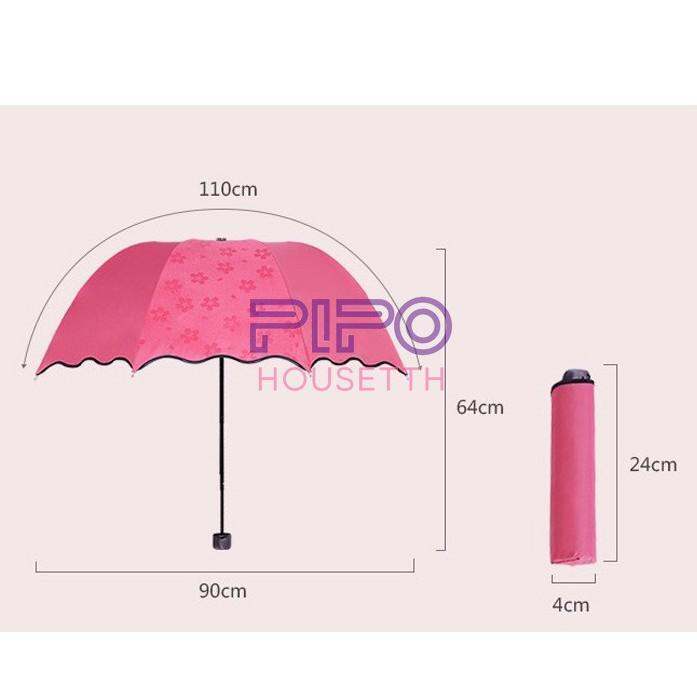ร่มกันuv-กันน้ำ-ลวดลายจะปรากฏขึ้นเมื่อโดนน้ำ-เมื่อร่มแห้งลวดลายจะหายไป-พกพาสะดวก-สีสันสดใส-pp99