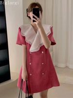 【YF】 Fashion Ruffles Double-breasted Loose Dresses Women Korean Elegant Ladies Womens Summer Woman Midi Retro 2022 New Dress