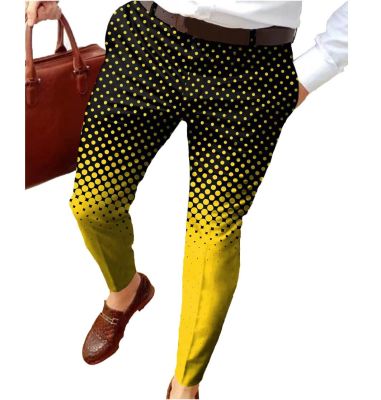 กางเกง Celana Setelan แฟชั่นกางเกงสำหรับผู้ชายลายจุดบางกางเกงมีลายเอวปานกลางจ็อกเกอร์ลำลองใหม่2 2023
