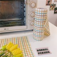 Korean Style Yellow Plaid Cloth Mats Disposable Dish Cloth Rags Non-woven Placemats Dish Cloth  Towels