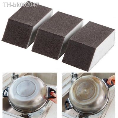 ❖✿☾ 3pc Brown Emery Sponge Brush Brush Removing Rust Kitchen Pot Cleaning Strong Decontamination Brushes Kitchen Accessory