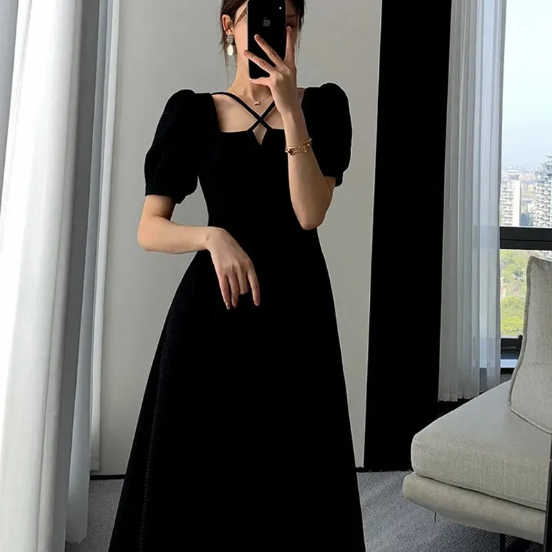 simple long black dress