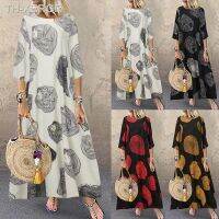 【hot】✈┋  4XL 5XL Womens 2022 Fashion Print Robe Ladies Loose O-Neck And Famale Clothing