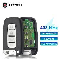 KEYYOU รีโมทอัจฉริยะแบบปุ่มควบคุมโดยไม่ใช้กุญแจรีโมท4ปุ่ม433Mhz พร้อมชิป ID46สำหรับ Hyundai I30 IX35 SY5HMFNA04