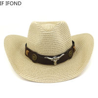 Fashion Men &amp; Womens Woven Vintage Cowboy Hat Classic Cowgirl Outdoor Straw Hat Beach Panama Sun Cap