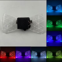 LED Acrylic Bow Tie Colorful Blinking LED Bow Tie For Men Gift Light up Party Supplies LED Light up Men Bow Tie Luminous Necktie