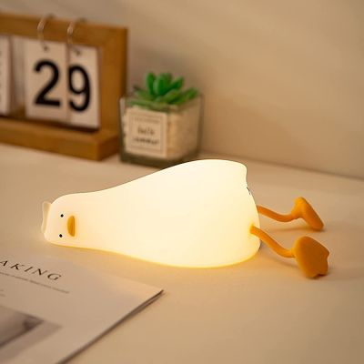 USB Rechargeable Duck Nightlight Patting Switch Children Kid Bedroom Bedside Lamp Decoration Atmosphere Table Lamp Birthday Gift Night Lights