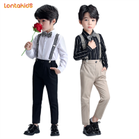 lontakids 2-11ปีเด็กวัยหัดเดินเด็กชุดเสื้อ Bowtie + กางเกงเอี๊ยมงานแต่งงานวันเกิดสุภาพบุรุษชุดเสื้อผ้า