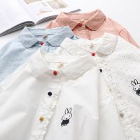 HSA Vintage Embroidery Floral Blouses for Women Shirts 2021 Spring Yarn Blouse White Rabbit Cute Long Sleeve Shirts Cute