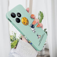 เคส PMP สำหรับ Realme C53 Realme Narzo N53การ์ตูนนาซ่าดวงจันทร์อวกาศนักบินอวกาศการออกแบบด้านข้างเคสโทรศัพท์ผู้หญิงรูปแบบขอบสี่เหลี่ยมของเหลวปลอกซิลิโคนกล้องคลุมทั้งหมดเคสป้องกันทนแรงกระแทก