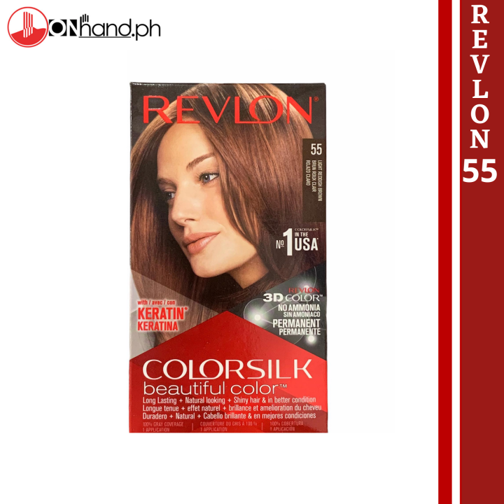 Revlon Colorsilk Light Reddish Brown 55 Permanent and Ammonia Free ...