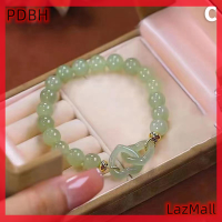 PDBH สร้อยข้อมือประดับลูกปัดหยกรูปหัวใจสำหรับผู้หญิง,กำไลข้อมือแฟชั่นกำไลข้อมือธรรมชาติเพื่อรักเครื่องประดับของขวัญวันวาเลนไทน์สำหรับฤดูร้อน