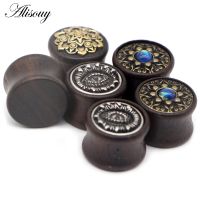 Alisouy 2PCS Ear Plugs Wood Flesh Tunnels Saddle Ear Gauges 8mm-30mm Solid Hollow Body Piercing Jewelry For Men Women Expanders