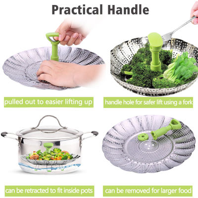 Stainless Steel Food Steamer Collapsible Basket for Steam Cooking Food Fruit Vegetable Dish Steamer kitchen Tools