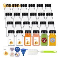 Mini Reusable Empty Plastic Juice Bottles with Leak-Proof Caps Lids Drink Bulk Containers for Juicing Smoothie Milk Beverages