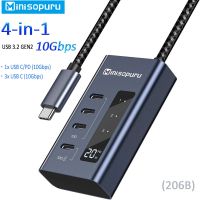 Minisopuru USB C Hub 4 Ports 10Gbps USB C to USB 3.0 Hub Support Data Charging Adaptador for MacBook Air Pro IMac iPad USB HUB