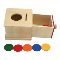 ลิ้นชักใส่เหรียญทำจากไม้สำหรับเด็กของเล่น Montessori กล่องฝึกประสาทสัมผัสกล่องไม้เพื่อการศึกษาทักษะมอเตอร์อย่างดีสำหรับเด็กวัยหัดเดิน