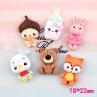 10 Pcs Cartoon Cute Rabbit Bear Fox Flatback Resin Scrapbooking DIY Phone Case Decoration Craft Accessories Hair accessories