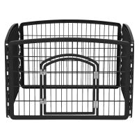 24 4-Panel Dog Playpen with Door Black Dog Houses Kennels