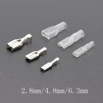 100pcs/50pcs Female Spade Connector 2.8 /4.8 /6.3 Crimp Terminal with Insulating Sleeves For Terminals 22-16AWG