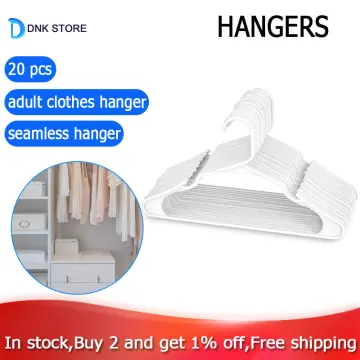 Clothing Plastic Hangers Ideal for Everyday Standard Use (White, 20 Pack)